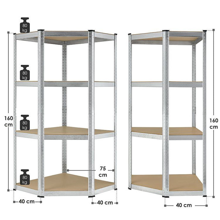 Eckregal Corner Easy 160 x 75 x 40-75 cm