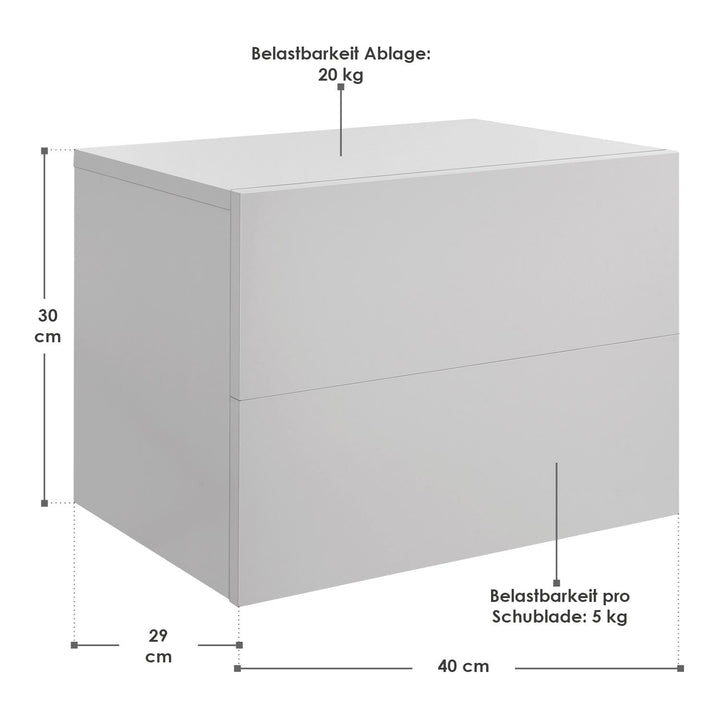 Table de chevet murale suspendue
