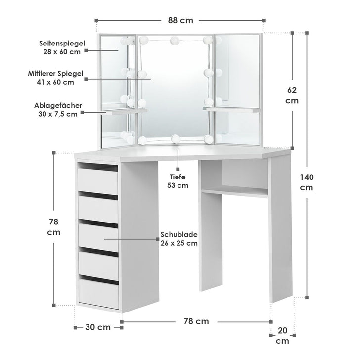 Coiffeuse Nova avec éclairage LED