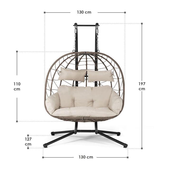 Fauteuil suspendu double en polyrotin Aria