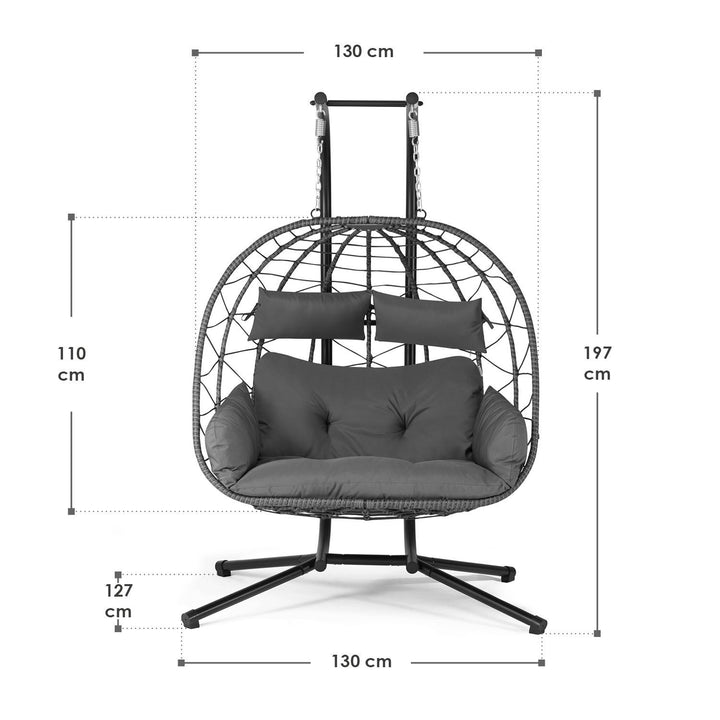 Fauteuil suspendu double en polyrotin Aria