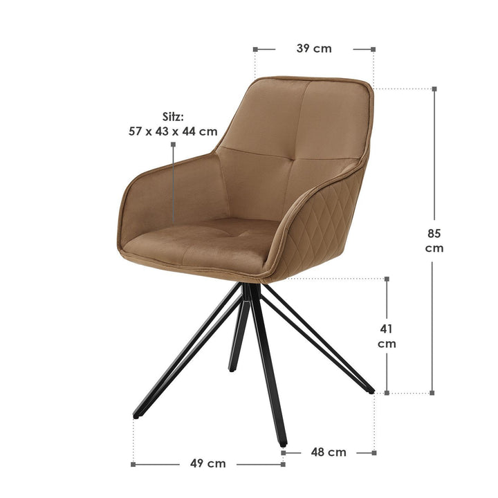 Chaise de salle à manger pivotante en velours Clyde