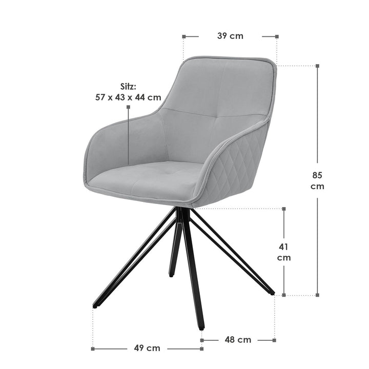 Chaise de salle à manger pivotante en velours Clyde