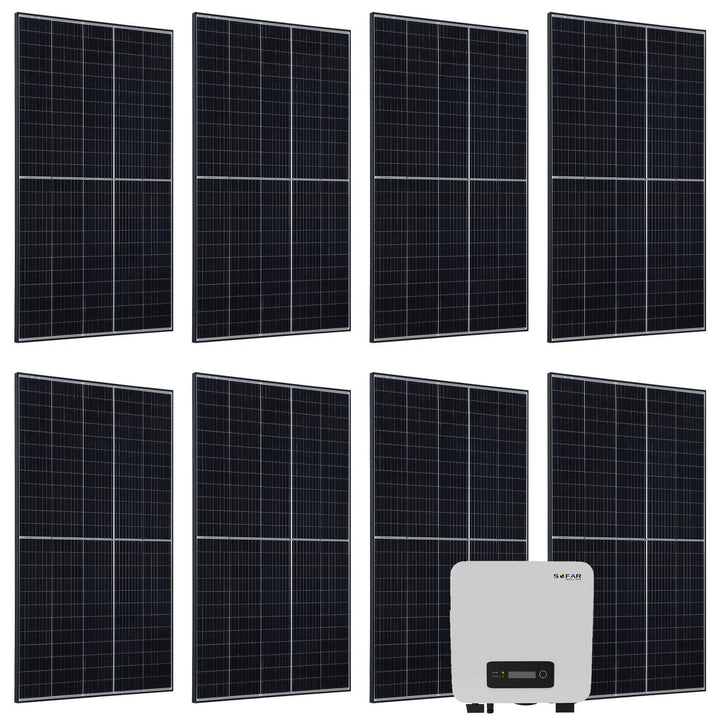 Ensemble de système solaire avec 8 panneaux solaires Risen 400 W et onduleur