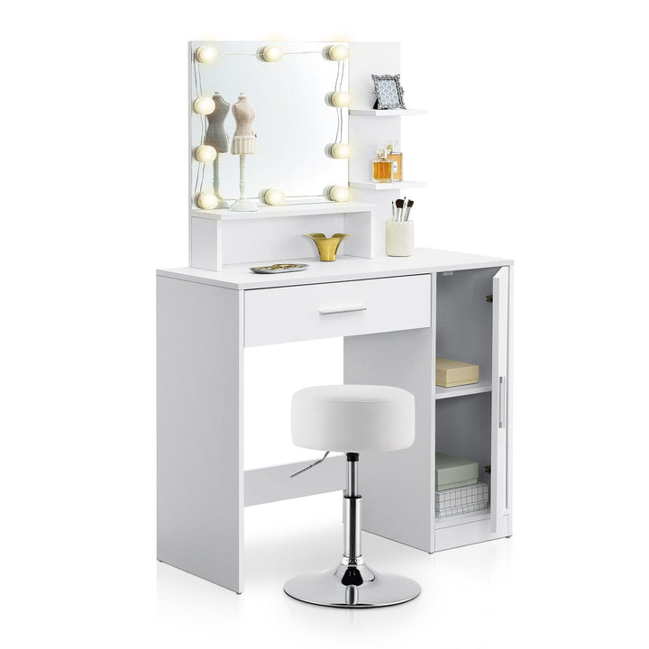 Coiffeuse Zoey avec tabouret Tonia