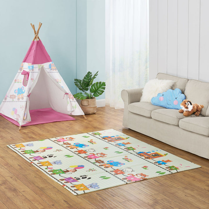 Tapis de jeu 180 x 200 cm avec divers motifs d'animaux