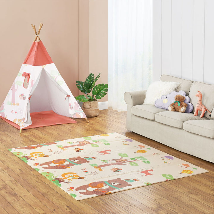 Tapis de jeu 180 x 200 cm avec divers motifs d'animaux
