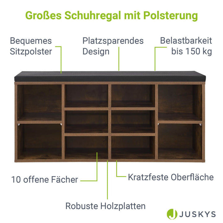 Schuhregal aus Holz 104 x 30 x 48 cm