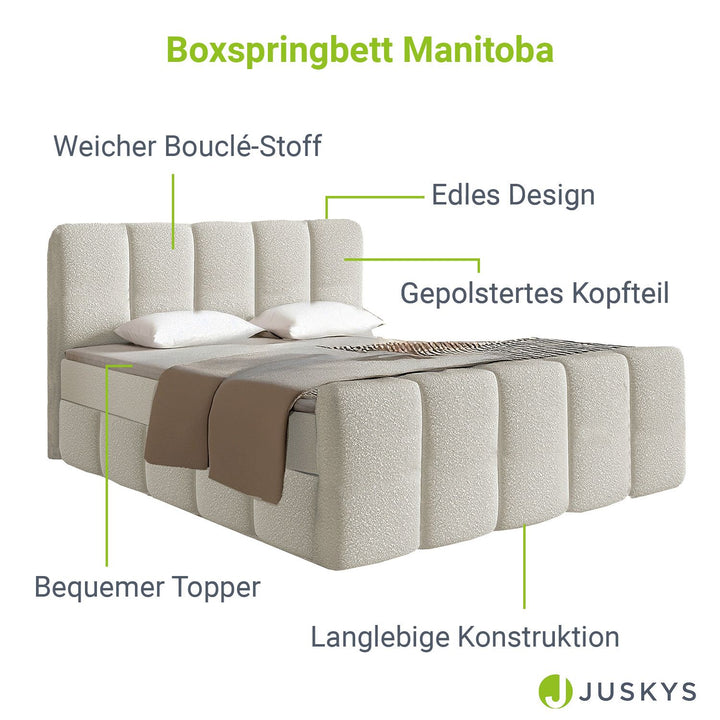 Boxspringbett Manitoba - Bouclé-Stoff