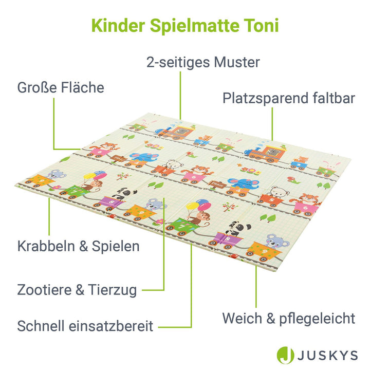 Tapis de jeu 180 x 200 cm avec divers motifs d'animaux