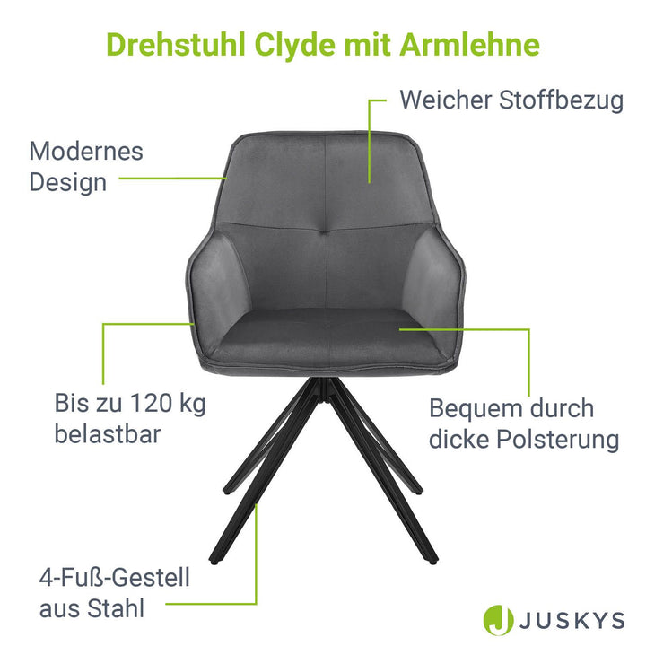 Chaise de salle à manger pivotante en velours Clyde