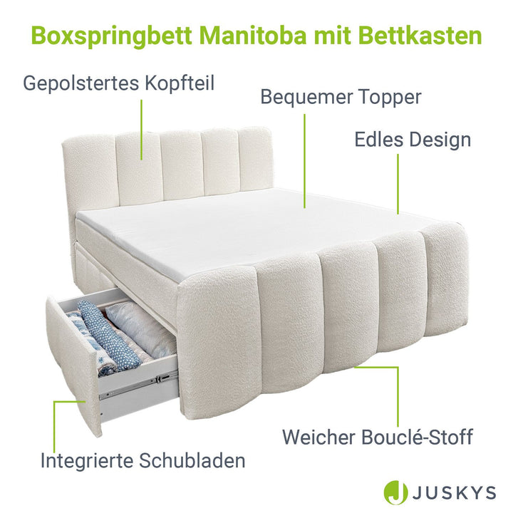 Boxspringbett Manitoba - Bouclé-Stoff