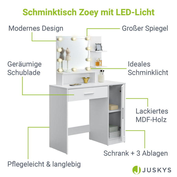 Coiffeuse Zoey avec éclairage LED