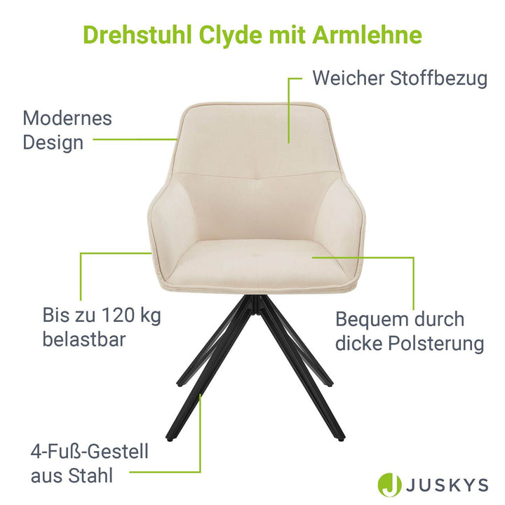 Chaise de salle à manger pivotante en velours Clyde