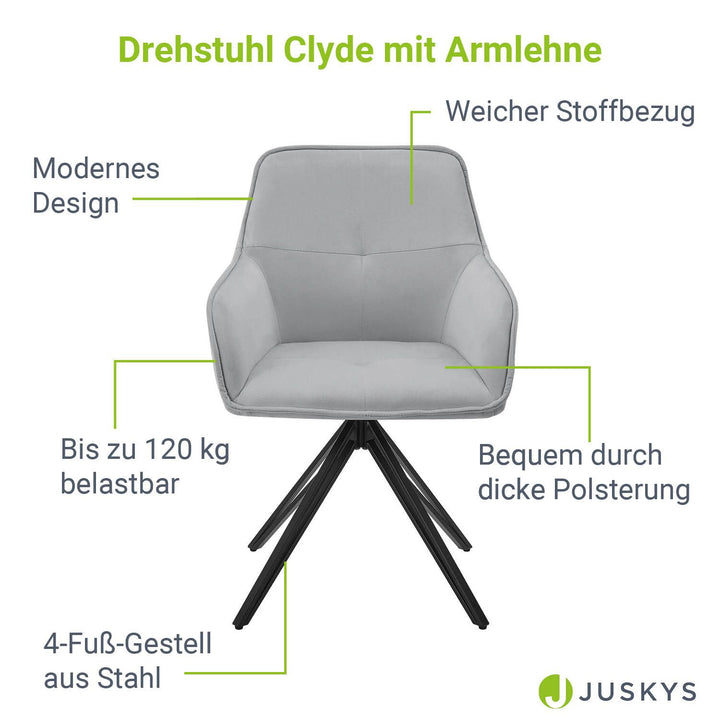 Chaise de salle à manger pivotante en velours Clyde