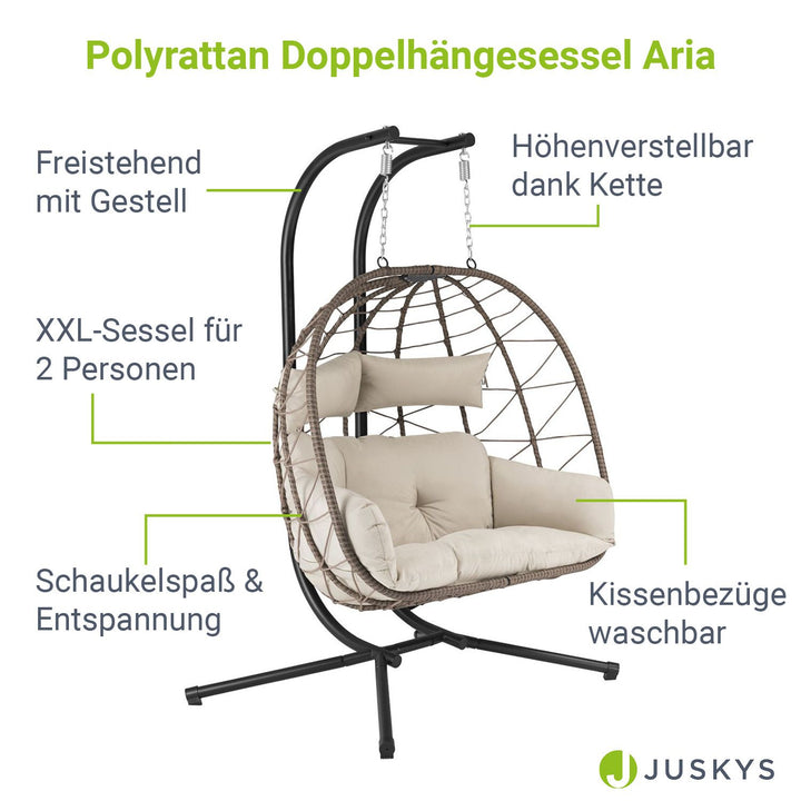Fauteuil suspendu double en polyrotin Aria