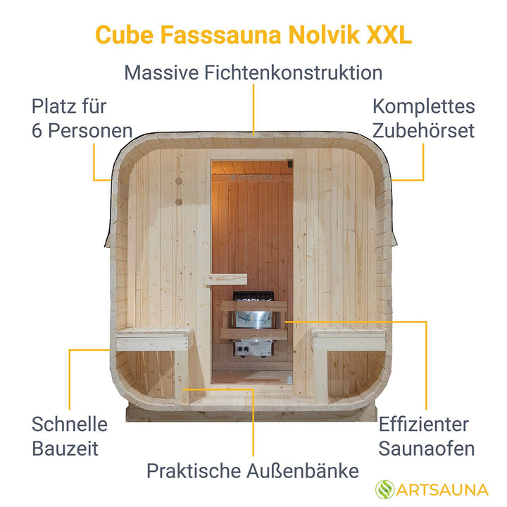 Fasssauna quadratisch Nolvik