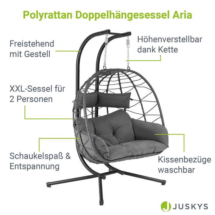 Fauteuil suspendu double en polyrotin Aria
