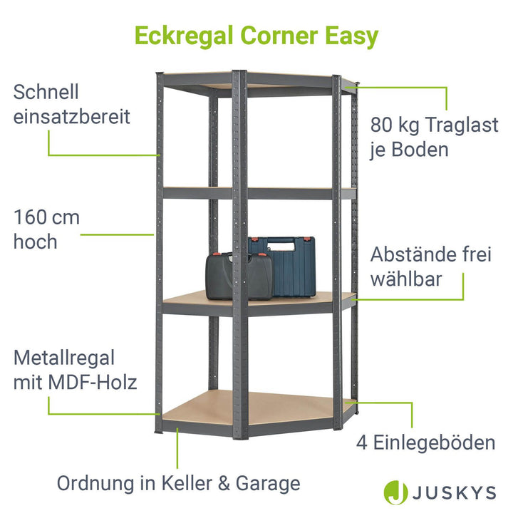 Eckregal Corner Easy 160 x 75 x 40-75 cm