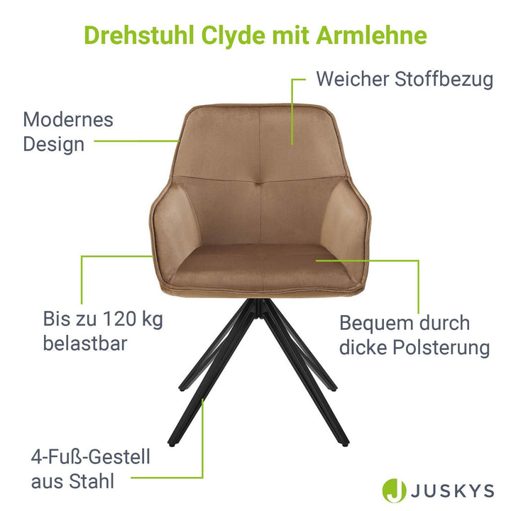 Chaise de salle à manger pivotante en velours Clyde