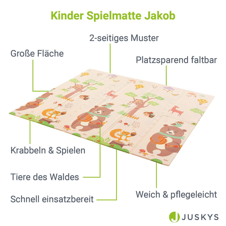 Tapis de jeu 180 x 200 cm avec divers motifs d'animaux