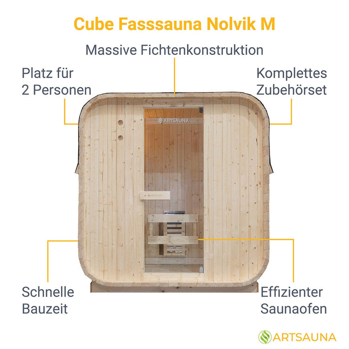 Fasssauna quadratisch Nolvik
