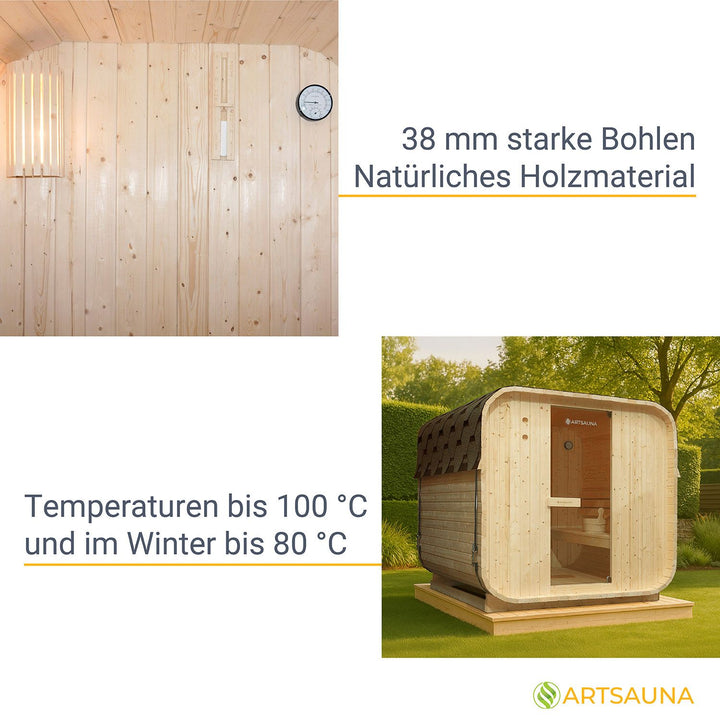 Fasssauna quadratisch Nolvik