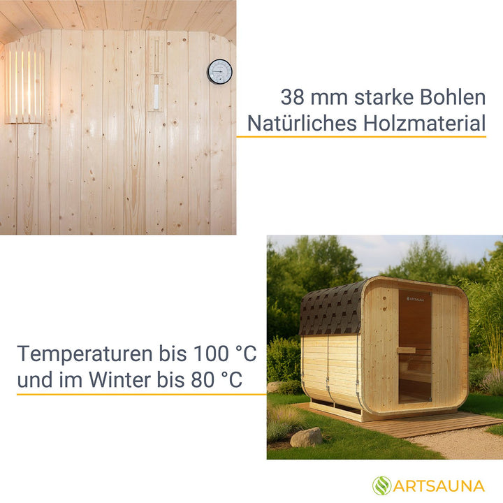 Fasssauna quadratisch Nolvik