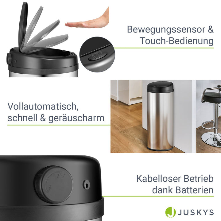 Runder Mülleimer mit Sensor