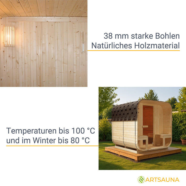 Fasssauna quadratisch Nolvik