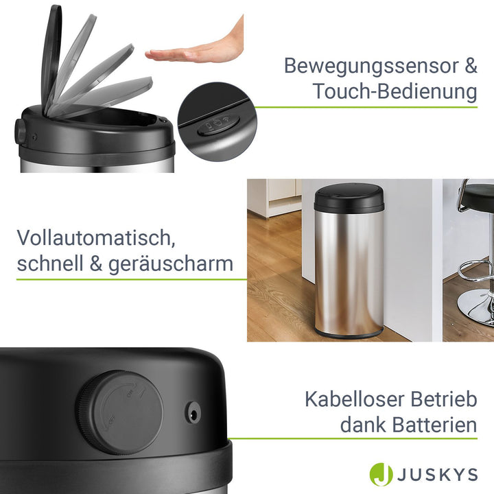 Runder Mülleimer mit Sensor