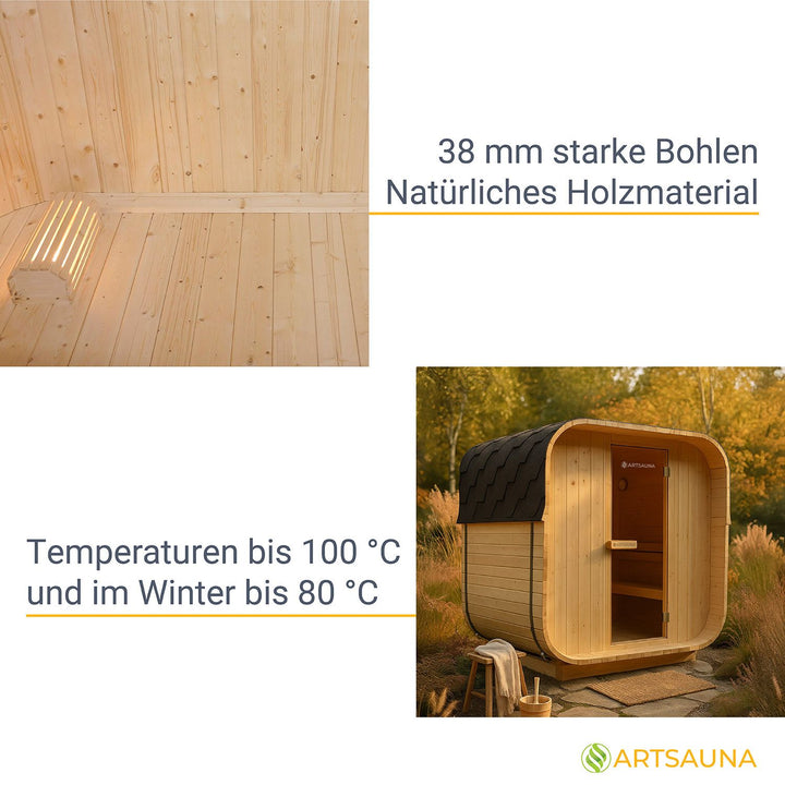 Fasssauna quadratisch Nolvik