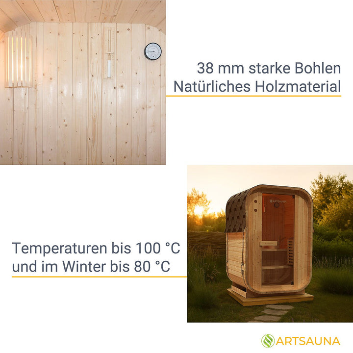 Fasssauna quadratisch Nolvik