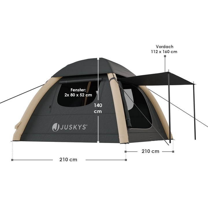 Aufblasbares Zelt mit Zubehör für 1-4 Personen