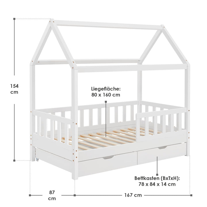 Kinderbett Marli 80 x 160 cm mit Bettkasten