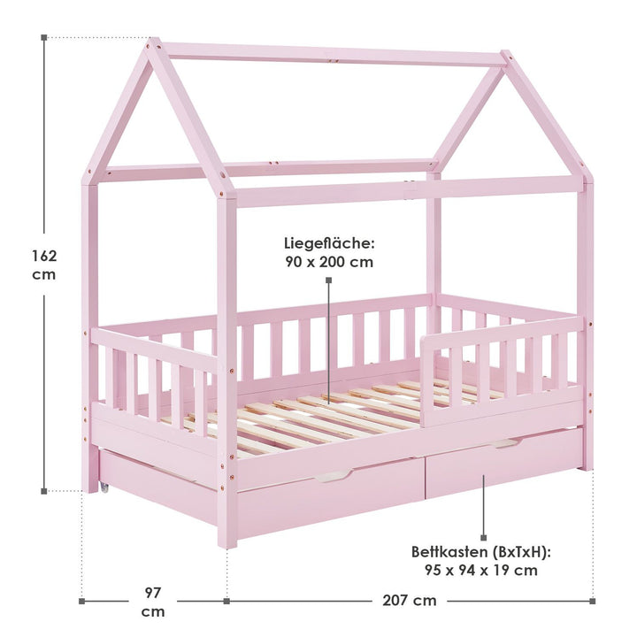 Kinderbett Marli 90 x 200 cm mit Bettkasten