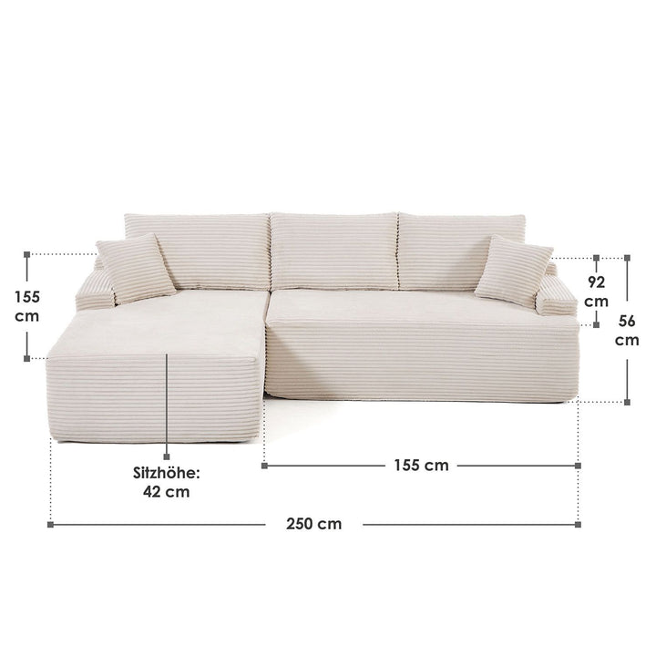 Sofa Coredo mit Cord Bezug & Dekokissen