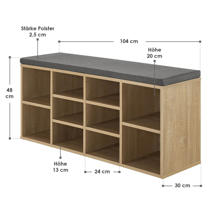 Schuhregal aus Holz 104 x 30 x 48 cm