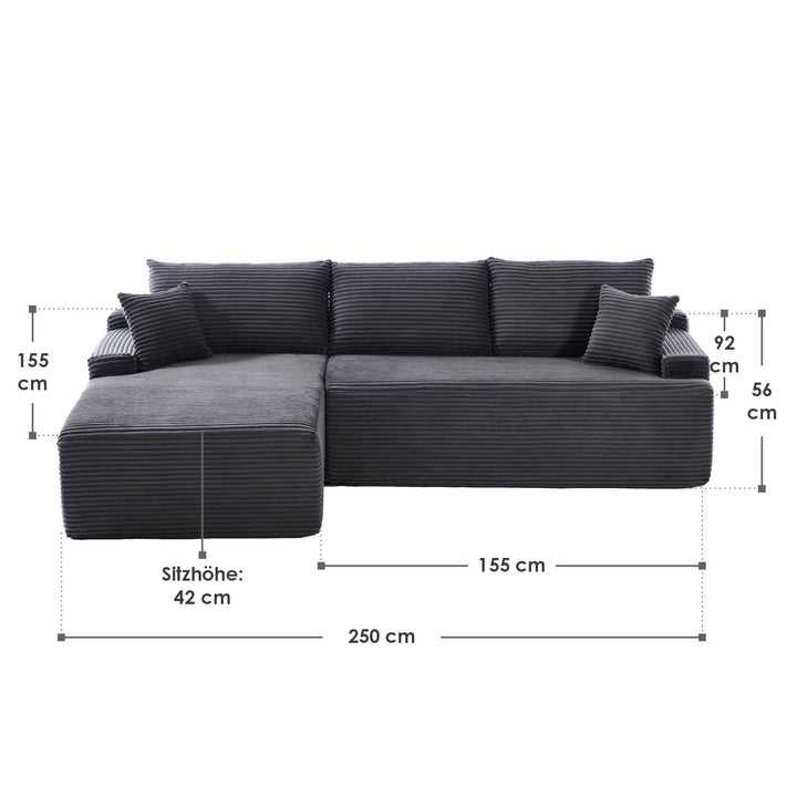 Sofa Coredo mit Cord Bezug & Dekokissen