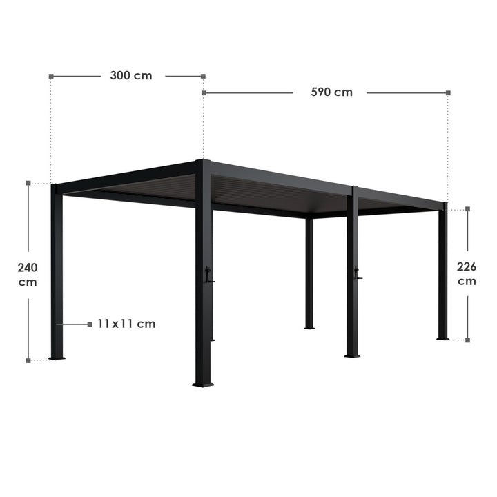 Lamellendach Tahiti 3 x 5,9 m inkl. 1x Seitenwand 3 m