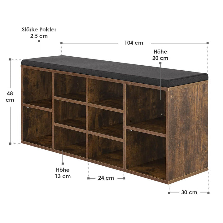 Schuhregal aus Holz 104 x 30 x 48 cm