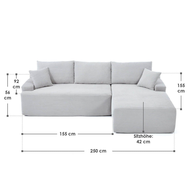 Sofa Coredo mit Cord Bezug & Dekokissen