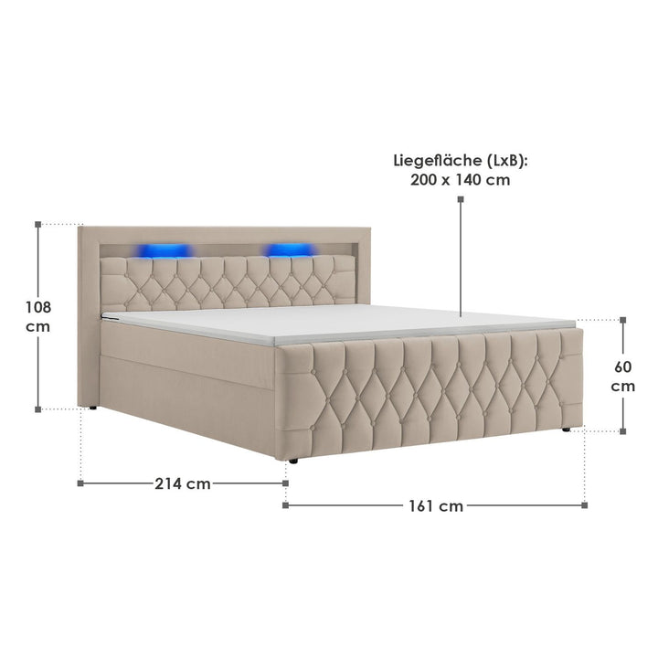 Boxspringbett Leona - Samt