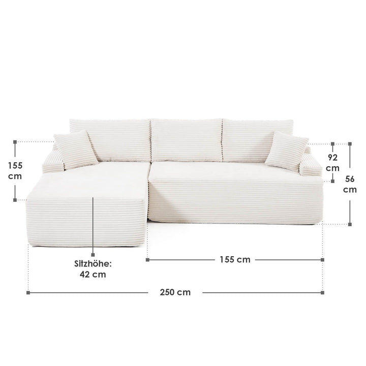 Sofa Coredo mit Cord Bezug & Dekokissen
