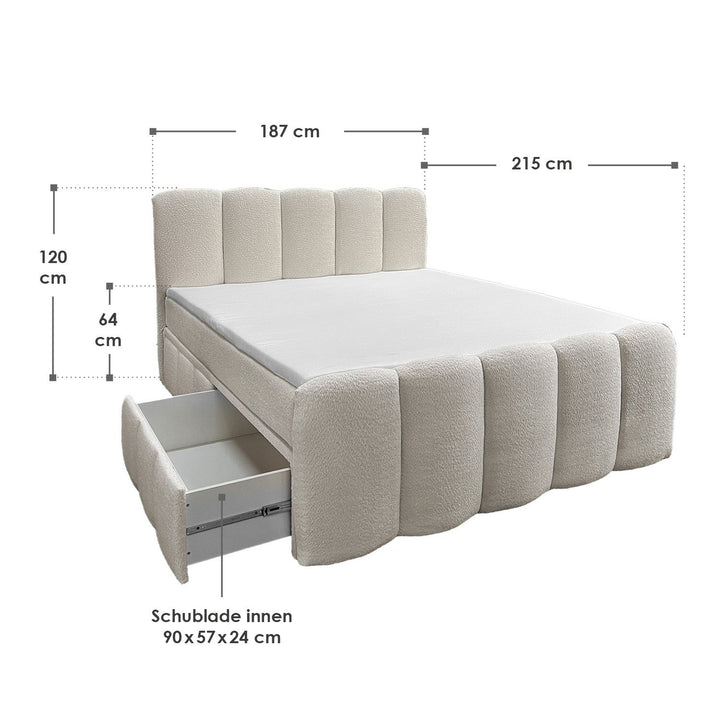 Boxspringbett Manitoba - Bouclé-Stoff