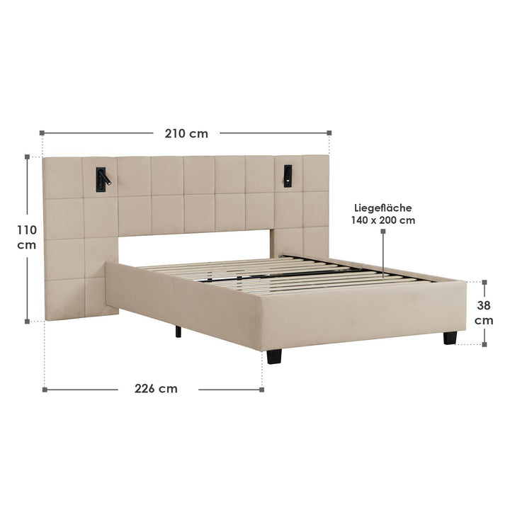Samt Polsterbett Luzano