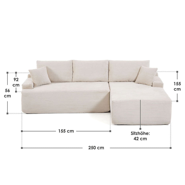 Sofa Coredo mit Cord Bezug & Dekokissen