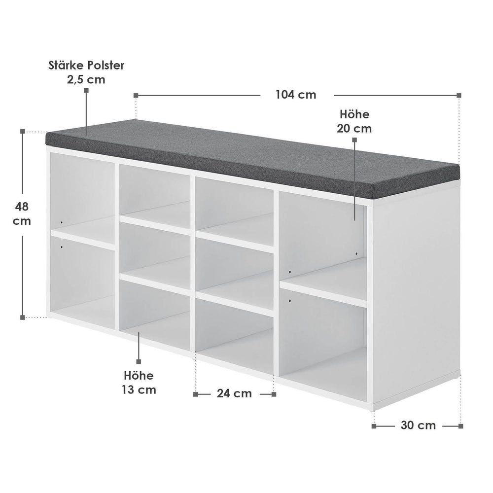 Schuhregal aus Holz 104 x 30 x 48 cm