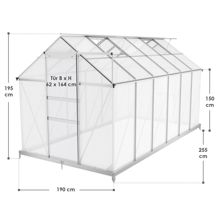 Aluminium Gewächshaus mit Fundament