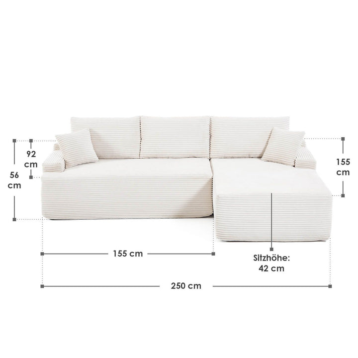 Sofa Coredo mit Cord Bezug & Dekokissen